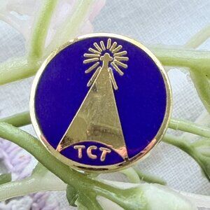 TCT Treasuring Christ Together Network Steeple & Cross Religious Blue Lapel Pin